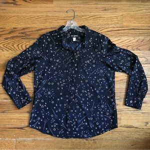 Navy Eiffel Tower, & Stars Pattern Karl Lagerfeld Paris Button Down Shirt